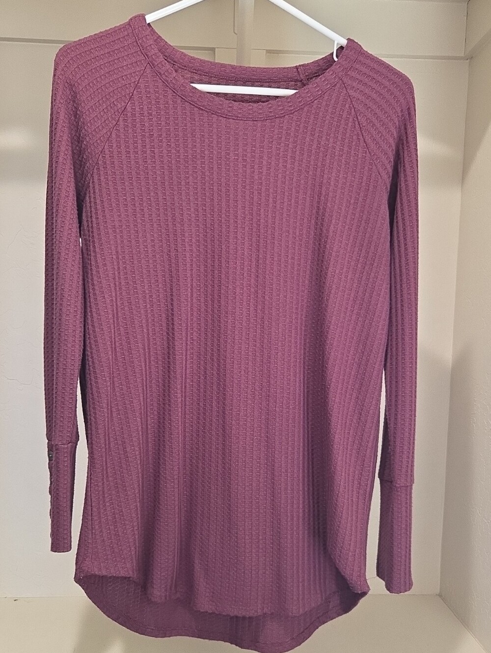 Chaser Long Sleeve Waffle Top in Plum